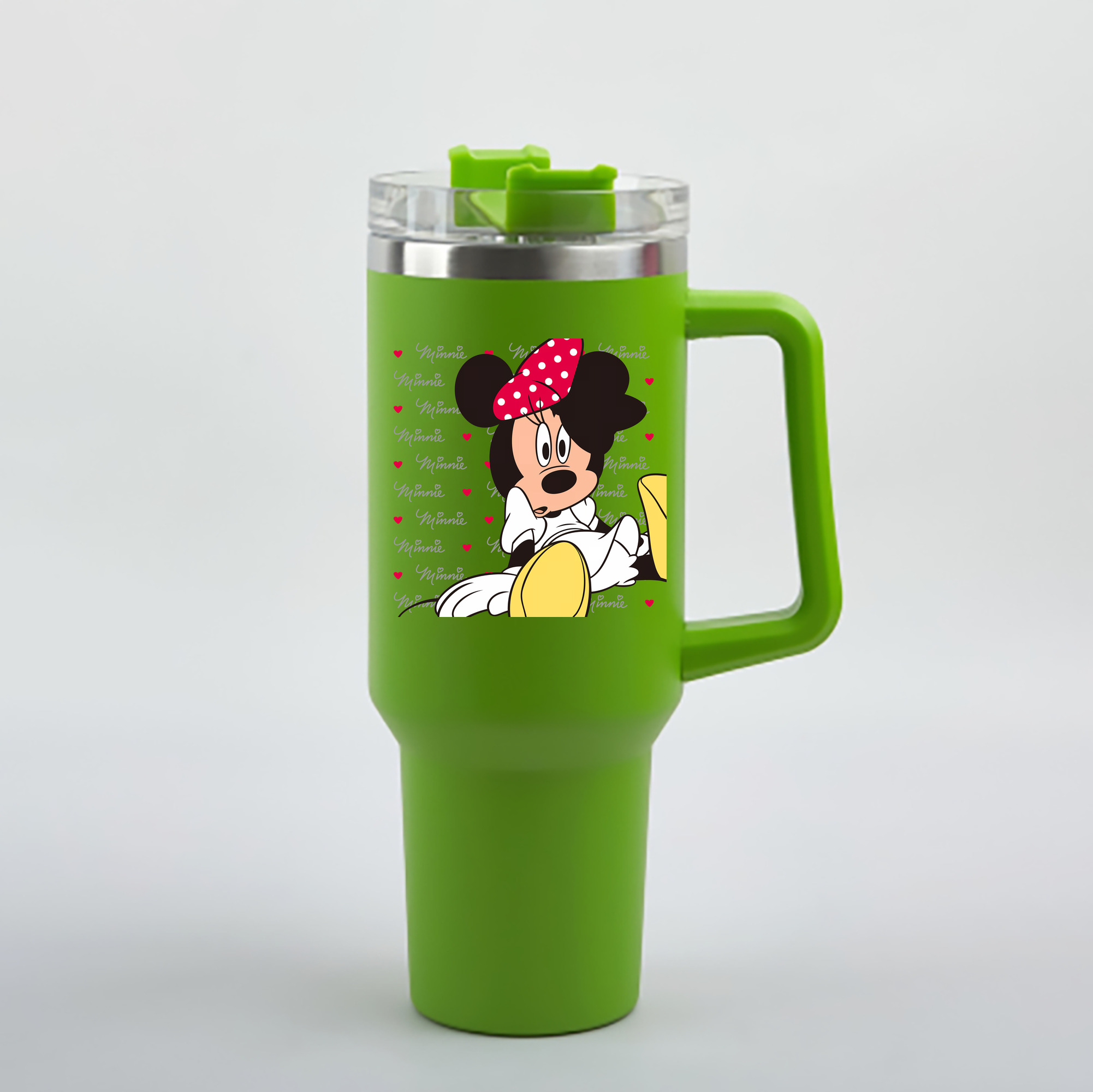 （画像用） ミッキーマウス Mickey Mouse 1200mL車用タンブラー - クリスタルステッカー（プラスチックストロー付き）